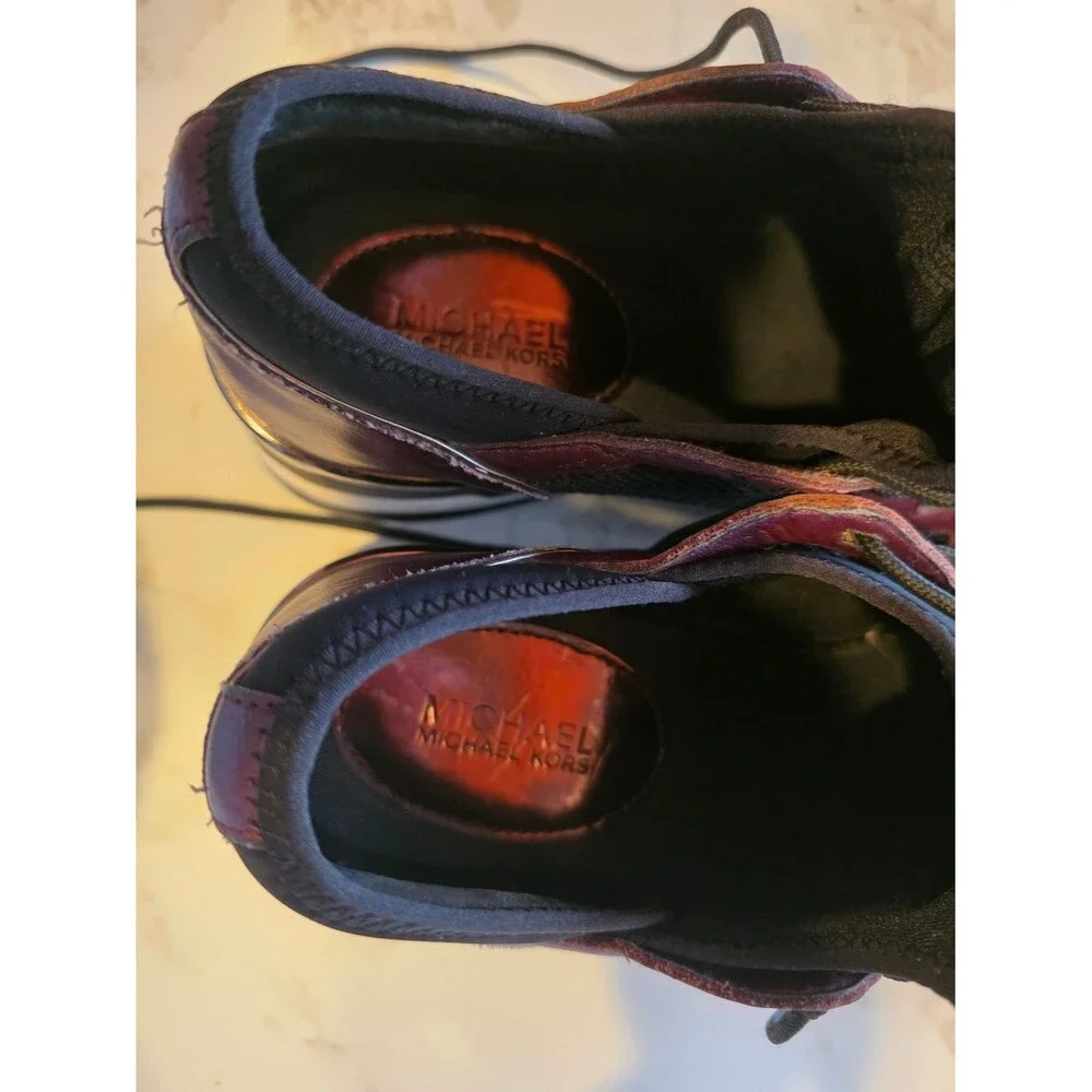 Michael Kors Black & Metallic Burgundy Women's Lace-Up Sneakers